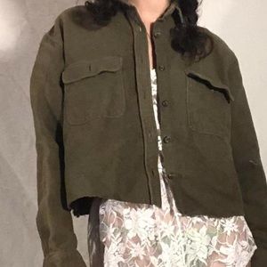 army green cropped jacket